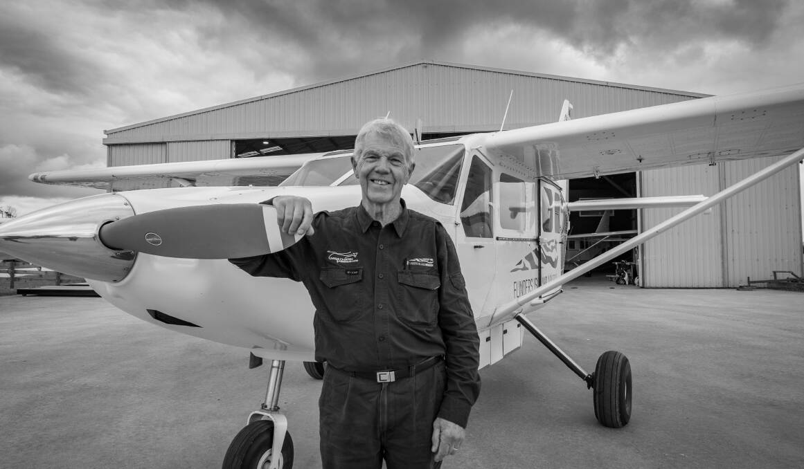 Rob White of Launceston, retiring from commercial aviation at Flinders Island Aviation, Bridport. 