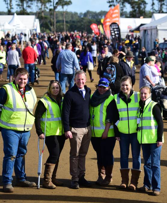 HELP: Agfest volunteers Ricky Edson, Agfest chairwoman Kate Coad, Premier Will Hodgman, Emma Rayner, Dayna Broun and Tracey Badcock. Pictures: Paul Scambler