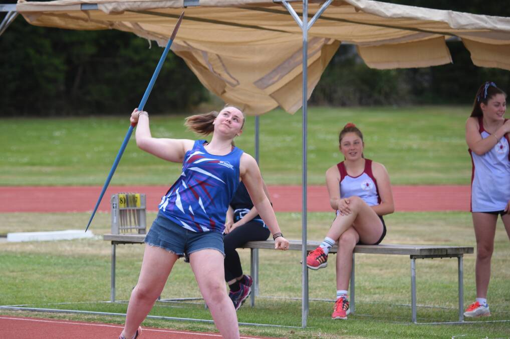 HIGHER: St Marys District High School grade 9 student Tiana Smith looks to get some height on her javelin throw.