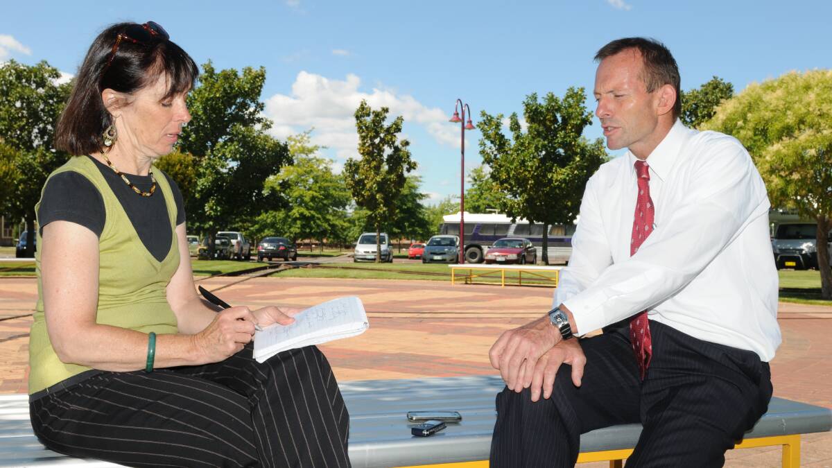  18-2-10 Tony Abbott MHR, Federal leader of the opposition with The Examiner's chief reporter , Alison Andrews