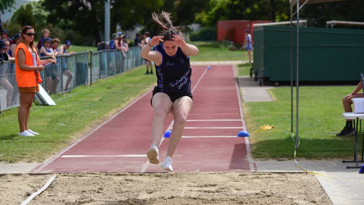 Hayley Gleeson, of Deloraine High School lands in the girls triple-jump grade 10. 