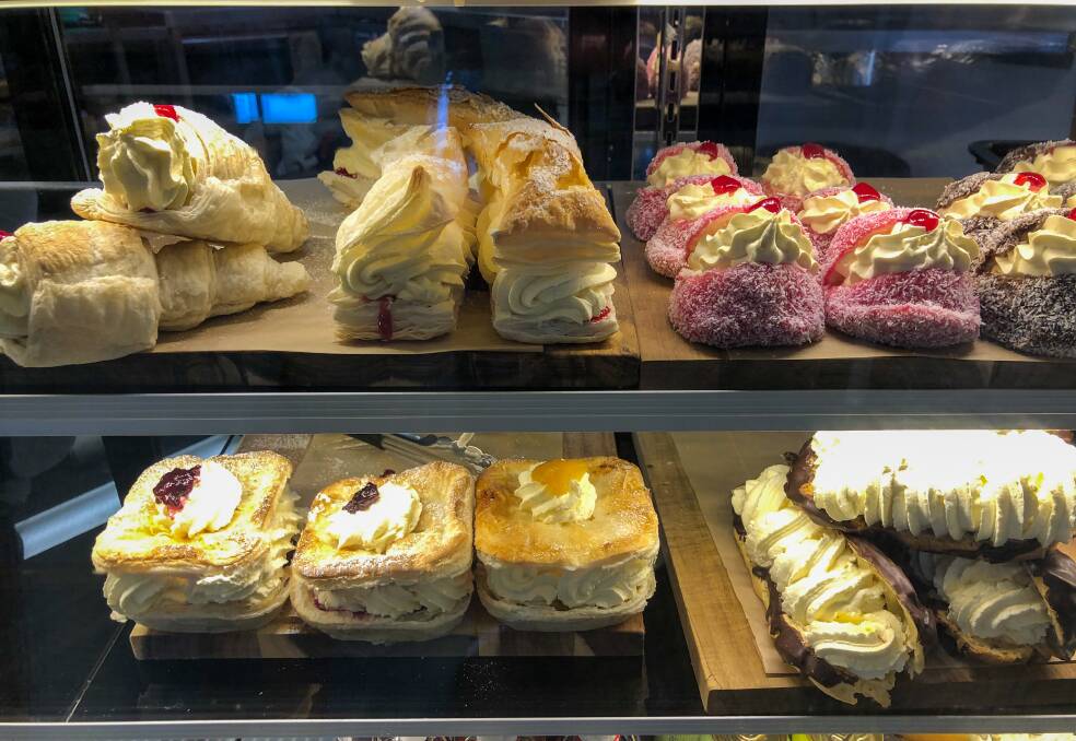 Cream filled pastries at the Exeter Bakery
