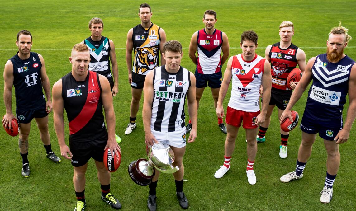 CLUB REPS: TSL club leaders attending AFL Tasmania's official launch of the 2017 football season in Hobart on Monday. Picture: Solstice Digital