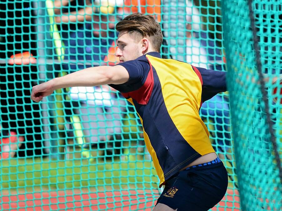 POWER: Scotch Oakburn College discus thrower Kieran Gaby in action at St Leonards.

