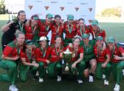 WHAT A MOMENT: Tigers players in celebration mode after Tasmania's WNCL win over South Australia. Pictures: Rick Smith