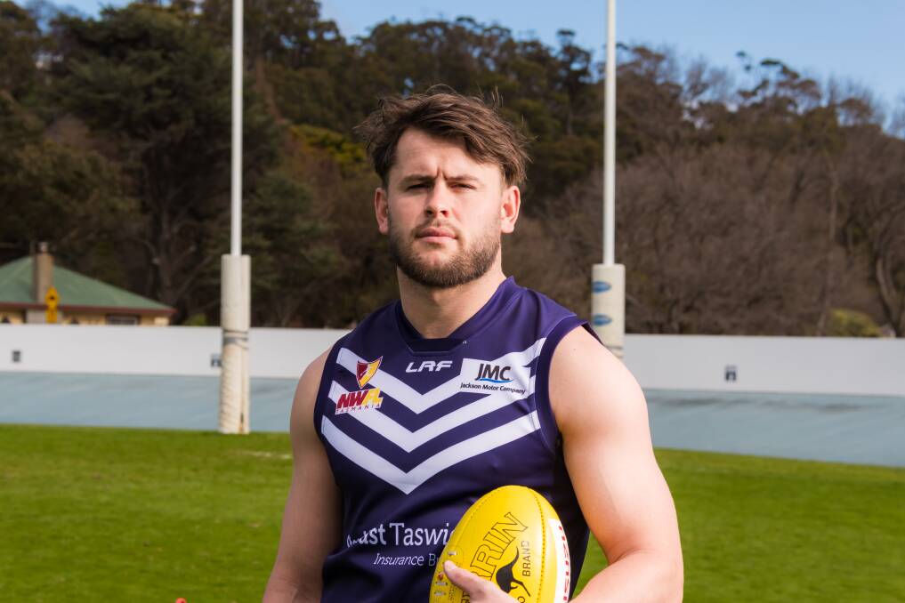 PURPLE PRIDE: Maverick Weller is ready for his Burnie return on Saturday in the NWFL when the Dockers play Ulverstone. Picture: Simon Sturzaker