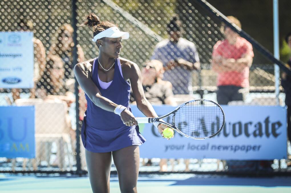 STRONG GAME: Burnie International women's champion Asia Muhammad during the women's final. Picture: Cordell Richardson