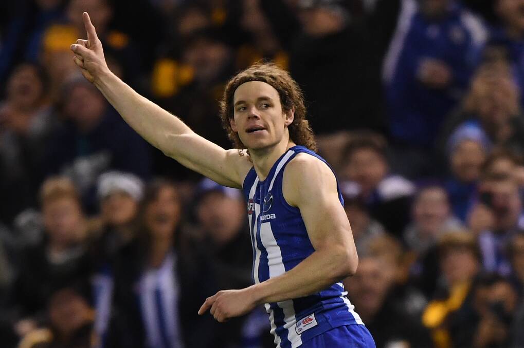 BIG NIGHT: Ben Brown was a key part of North Melbourne's come from behind win over Hawthorn with a haul of 4.3. Picture: AAP Image/Julian Smith