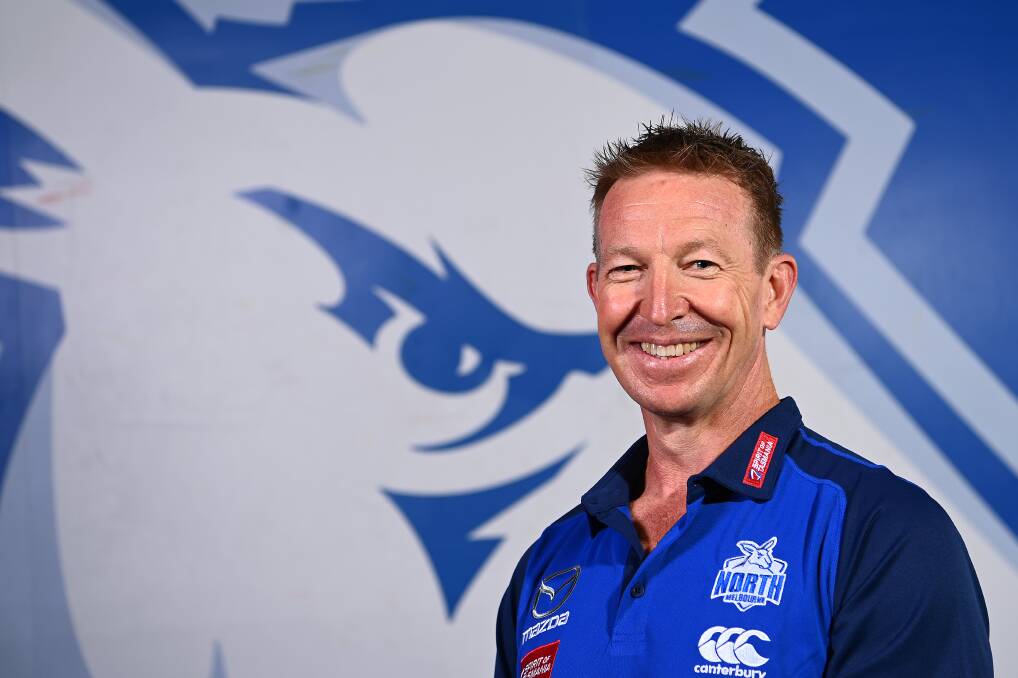 NEW MAN IN CHARGE: Tasmanian David Noble in his new North Melbourne colours on Monday in his first appearance as coach. Picture: Getty Images