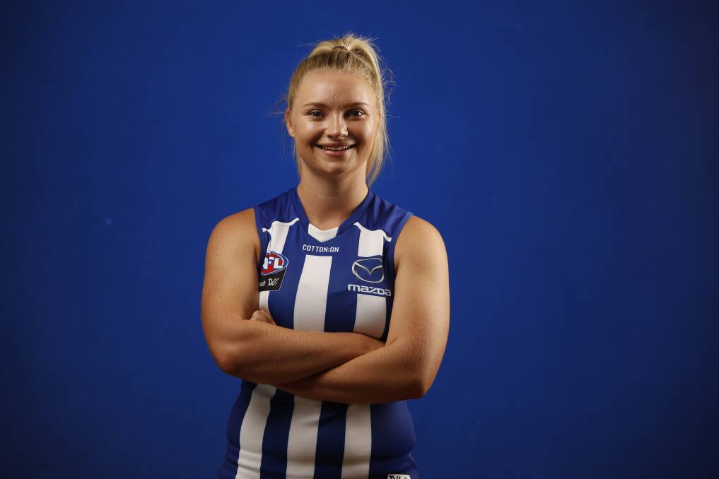 Daria Bannister will make her debut for the North Melbourne Tasmanian Kangaroos on Saturday. Picture: Adam Trafford/AFL Media
