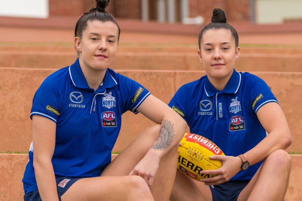 ROO SISTERS: Libby and Chloe Haines at home at Wynyard on Tuesday. Picture: Phillip Biggs 