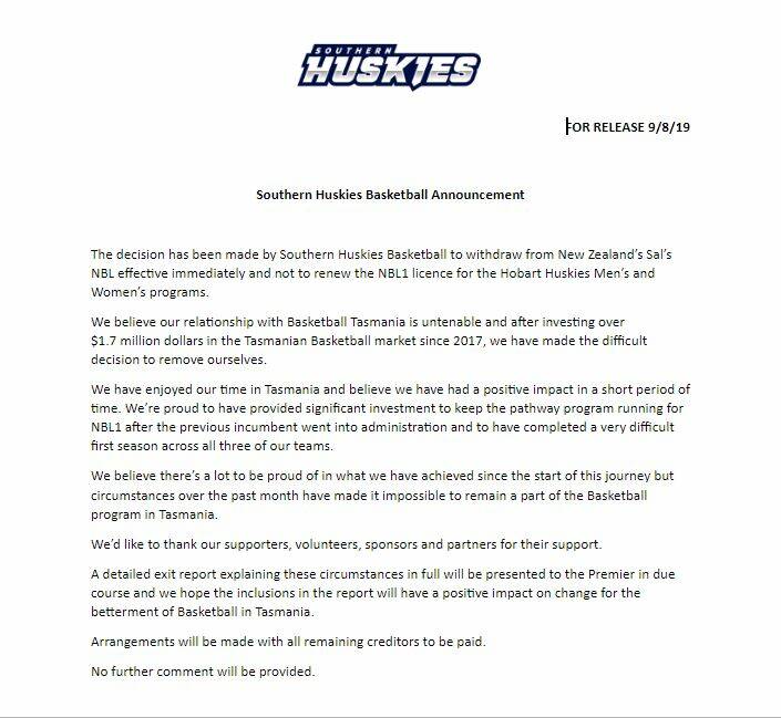 The full release from the Huskies on Friday.