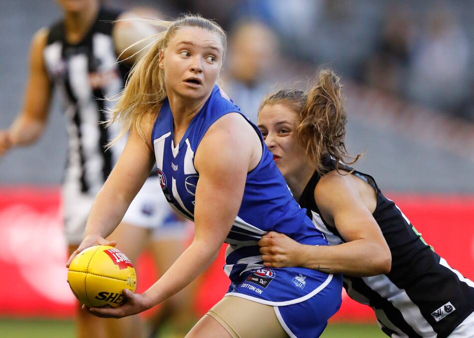 TASSIE ROO: Daria Bannister and her North Melbourne Tasmanian Kangaroos teammates will be in the state on Saturday night. Picture: Getty Images