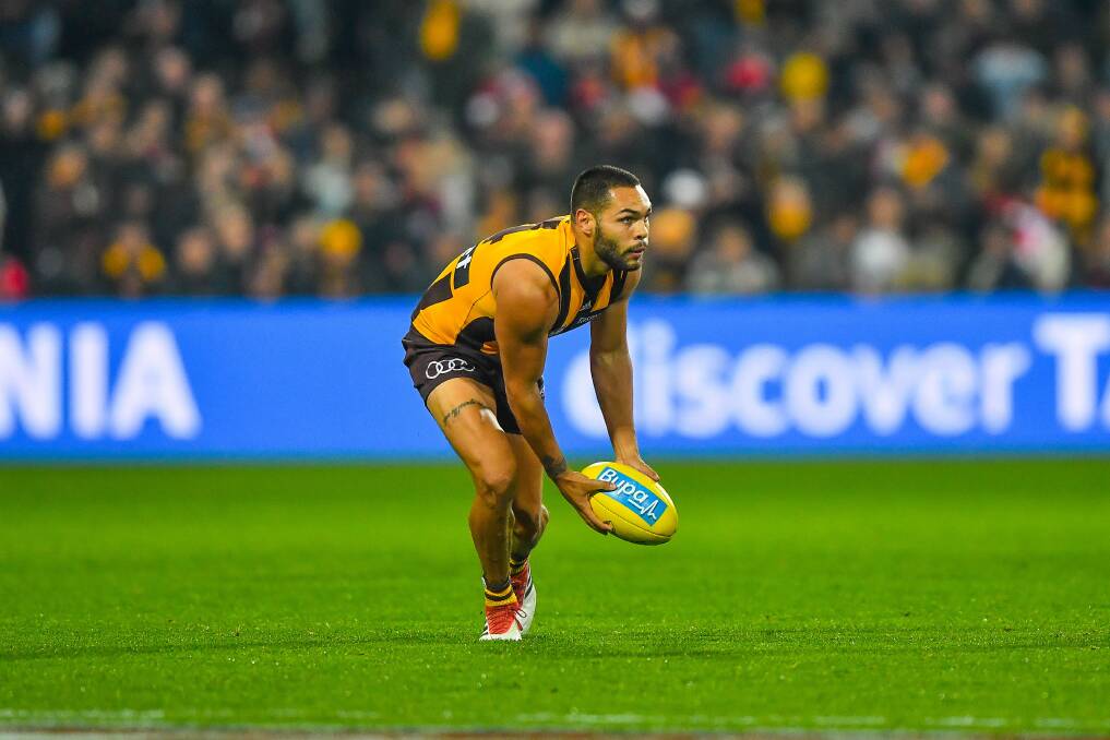 Jarman Impey in action for Hawthorn in Launceston earlier this year. Picture: Scott Gelston 