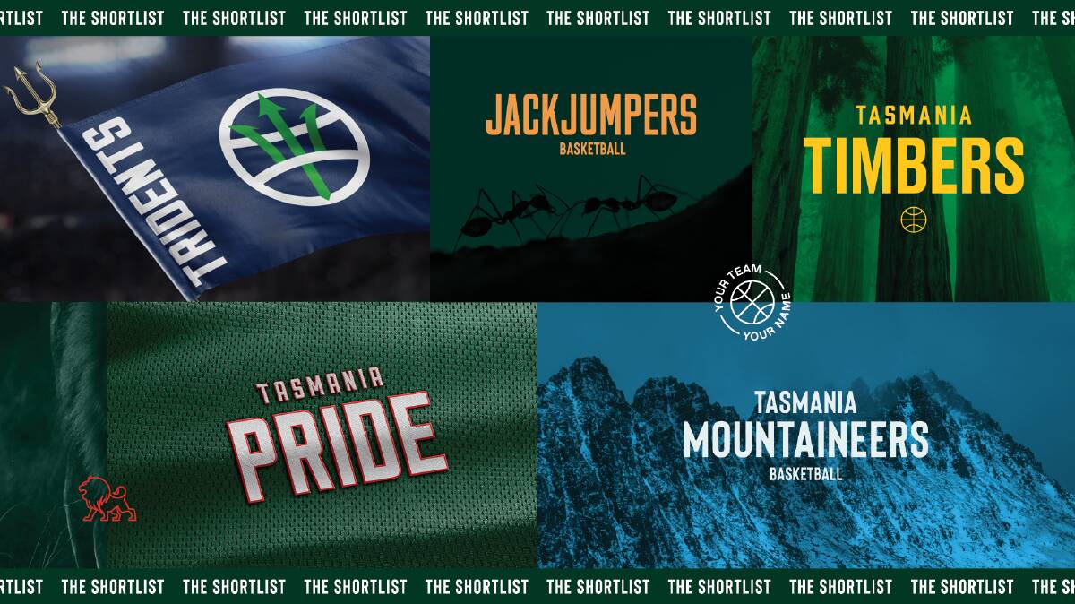 FANTASTIC FIVE: The final shortlist of names for Tasmania's NBL team. Picture: NBL