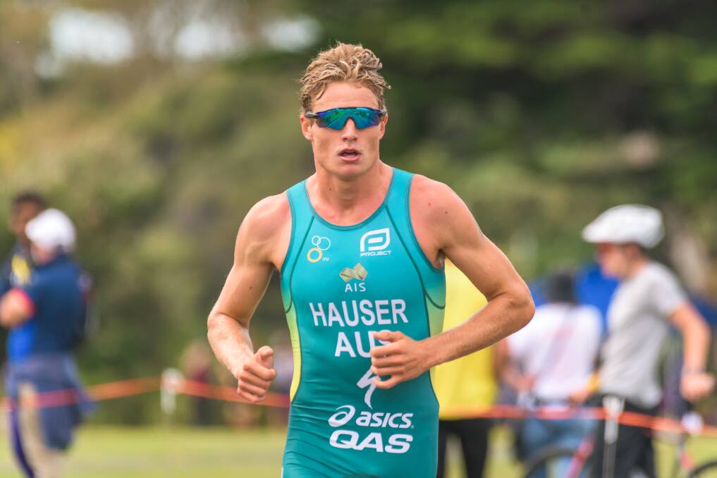 WINNING WAYS: Matt Hauser during his successful visit to the Devonport Triathlon last year. Picture: File 