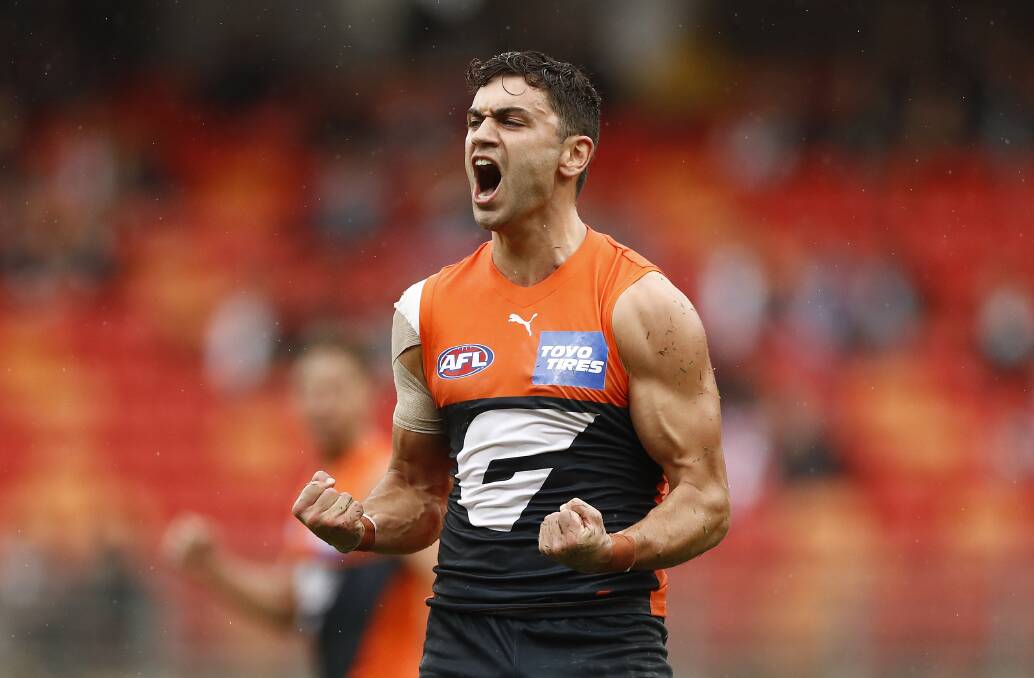FIRED UP: Tim Taranto celebrates a goal for Greater Western Sydney earlier this season. His Giants will play North Melbourne at Blundstone Arena on Sunday. Picture: Getty Images