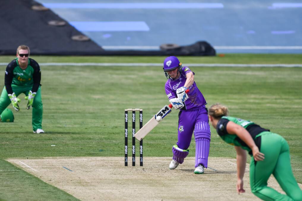 BANG: Heather Knight dispatches one of her three sixes at West Park on Saturday.