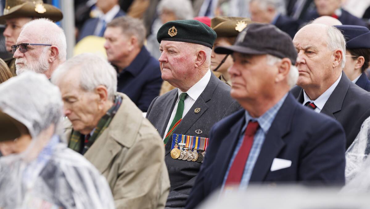 Former Vietnam veterans attend the Commemorative Service for the 50th anniversary of the end of Australias involvement in the Vietnam War. Picture by Keegan Carroll