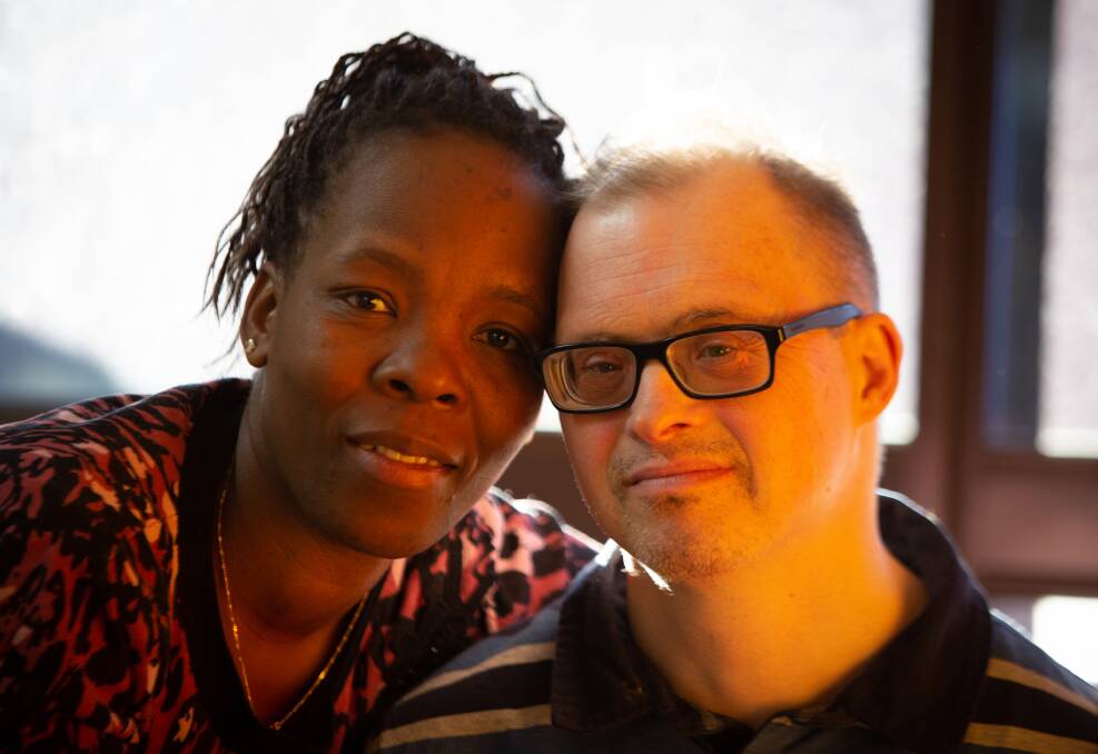 Inspiration: Kevina Kezabu with Peter Toth who inspired her to continue her career as a support worker. Picture: Ben Birt.