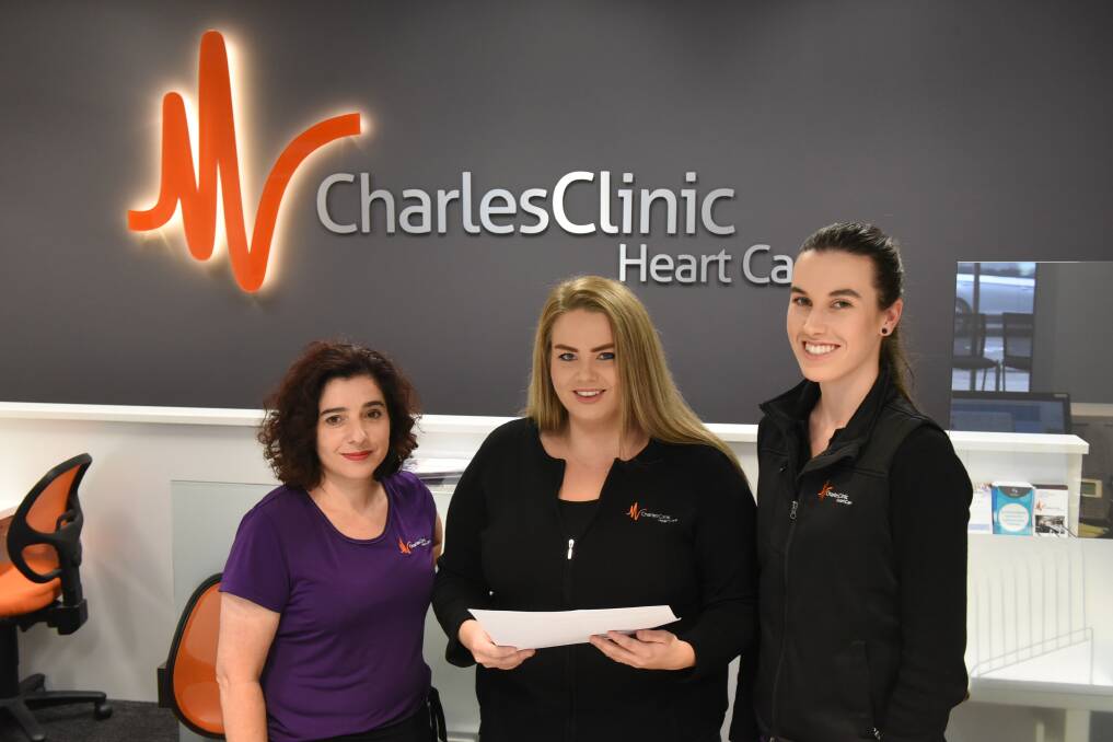 Healthy heart: The Charles Street Heart Clinic reception staff, Anastasia Stefandis, Layne Astley-Hill and Isabella Firth. Picture: Paul Scambler