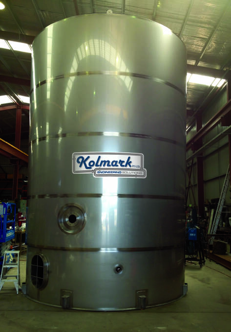 Development: Kolmark can carry out wide and varied fabrication work. Pictured is a wine tank recently commissioned by a local vineyard. 
