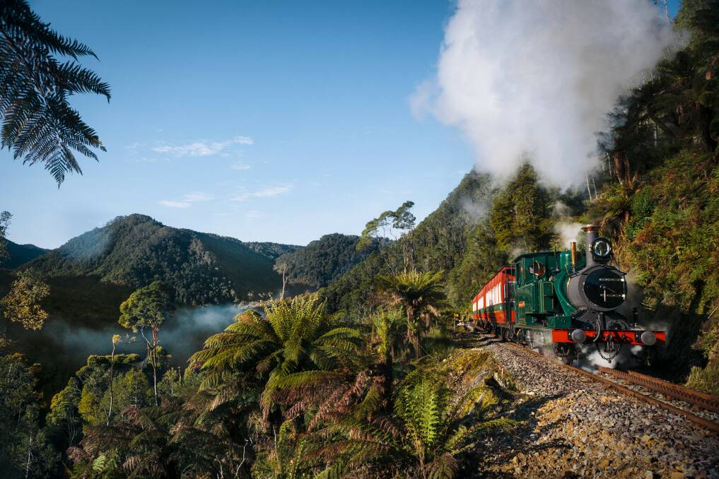Experience: The West Coast Wilderness Railway, Tasmania is a reconstruction of the Mount Lyell Mining and Railway Company railway. Picture: Tourism Tasmania & Nick Osborne