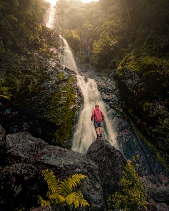 Adventure: Montezuma Falls, near Rosebery on Tasmania's west coast, is Tasmania's highest waterfall at 104 metres. Picture: Jess Bonde