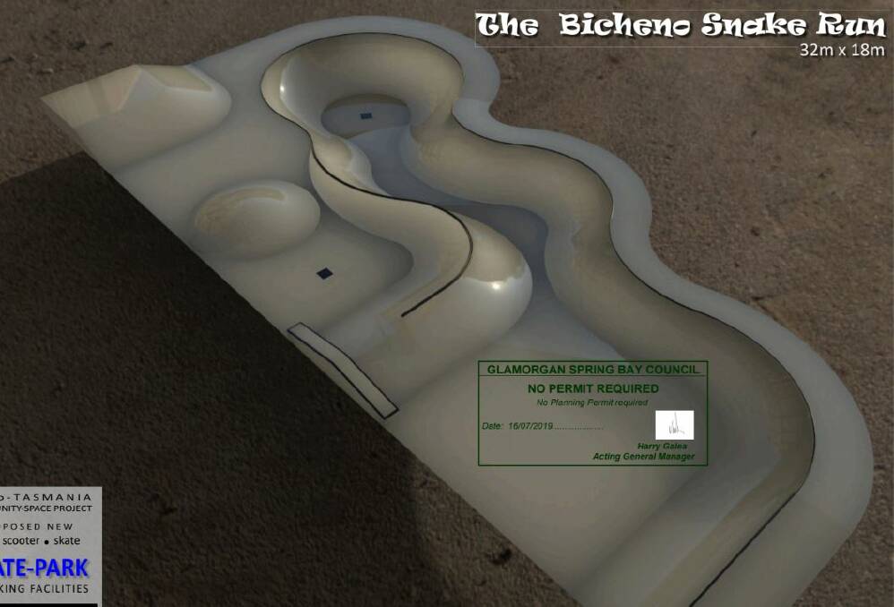 Concept design for a proposed skate park at Bicheno. Picture: Supplied