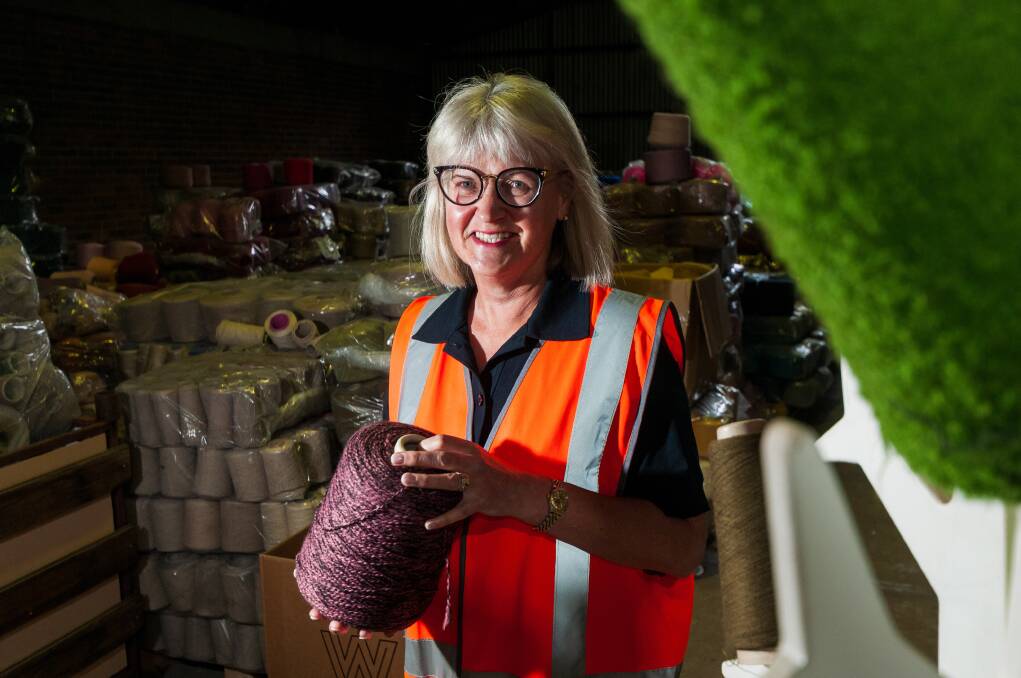 RECYCLE: Penny Rundle leads the Waverley Wool Mills Italian yarn program which rescued 70 tonne of yarn from landfill. Picture: Phillip Biggs