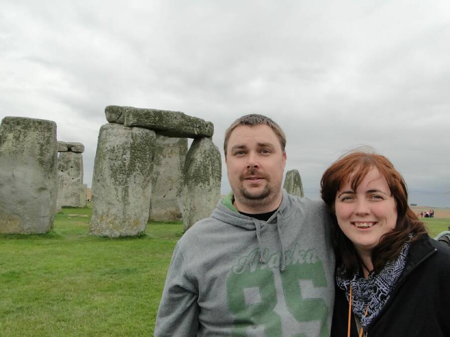 TRAVELLING: Lucas and Natasha Quenby on one of their adventures in the UK. Picture: Supplied