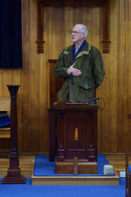 Geoff Herbert in the position of junior warden taking part in a rehearsal at the Burnie Masonic Lodge. Picture: Brodie Weeding