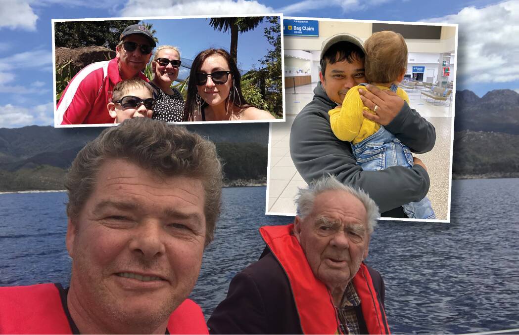 SEPARATED: Darren Simmonds won't be able to see his father this year for Father's Day while Brent Campbell (top left) and Richard Gayen (top right) won't be able to see their wife or kids. Pictures: Supplied 