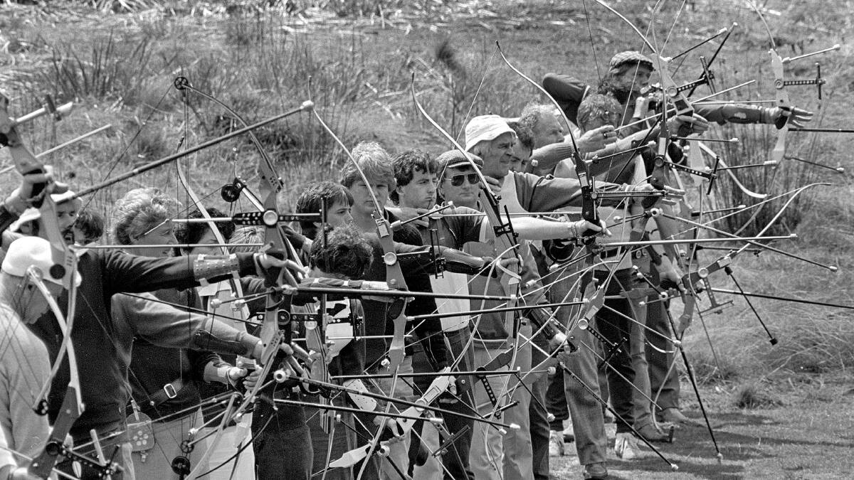 TURNING 60: Archers preparing to shoot at a tournament held in the mid 1980s. Picture: Supplied
