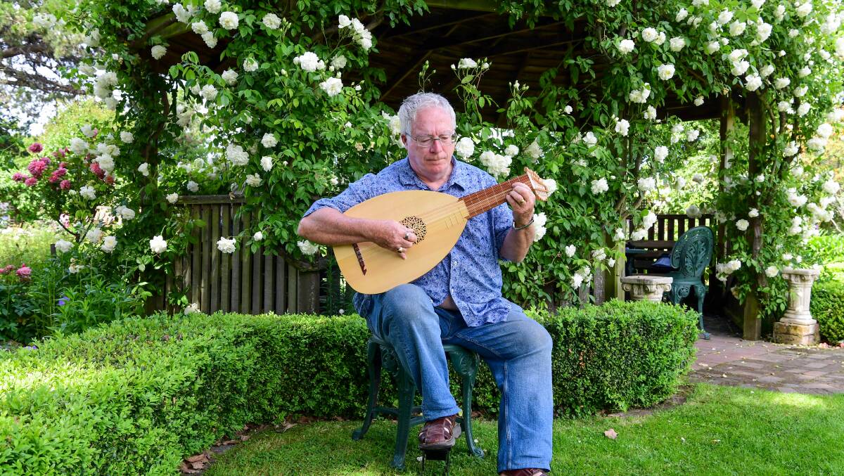 COMMUNITY: Andrew Ferrier with his Hieber lute at Franklin House. Picture: Neil Richardson