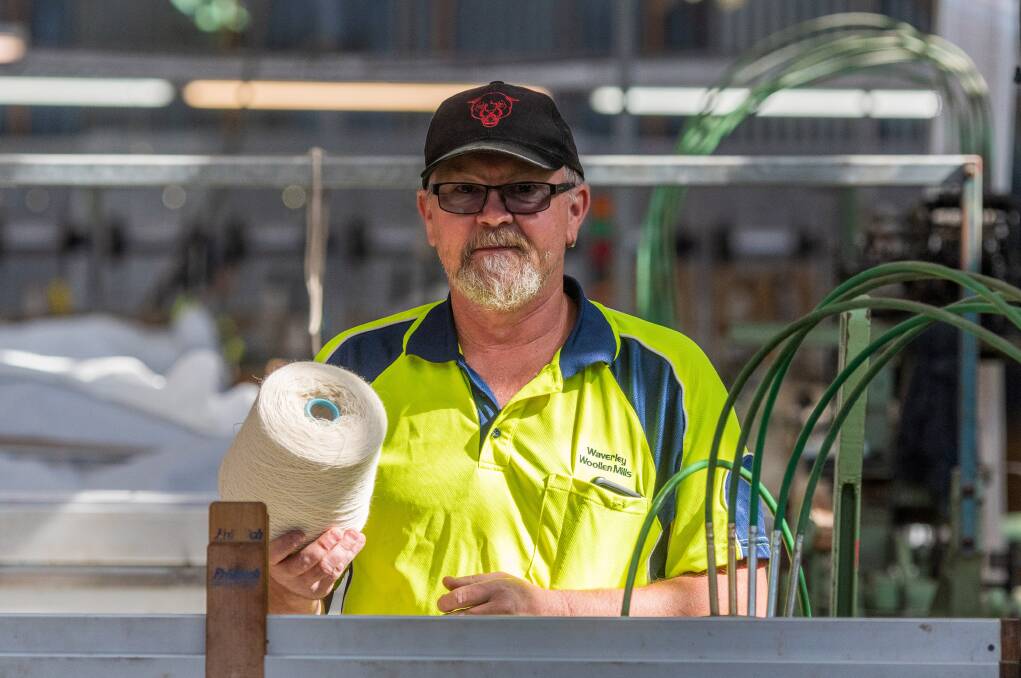 Andrew Monaghan has worked at Waverley Woollen Mill for 27 years. Picture: Phillip Biggs