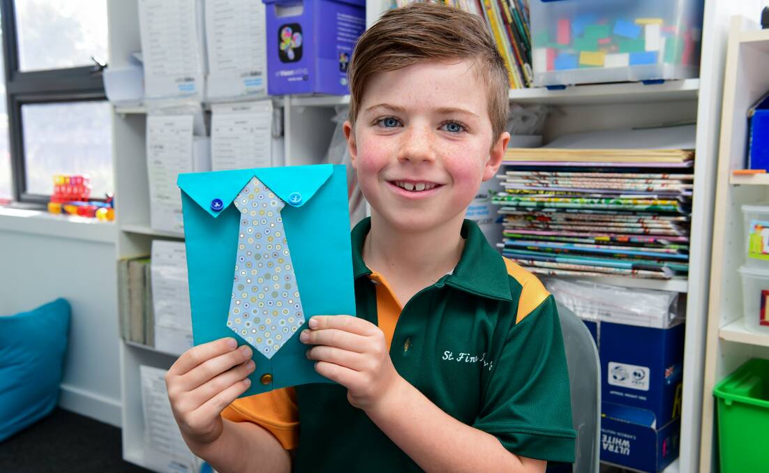 HAPPY FATHER'S DAY: Thomas Penney is excited to give his dad this card he made in class. Picture: Neil Richardson 