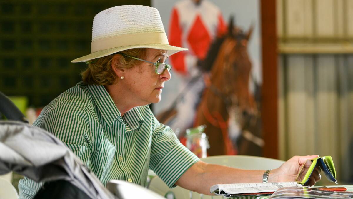 Robyn Whishaw keeping an eye on the action at the Tasmanian Magic Millions yearlings sale in Launceston. Picture: Scott Gelston.