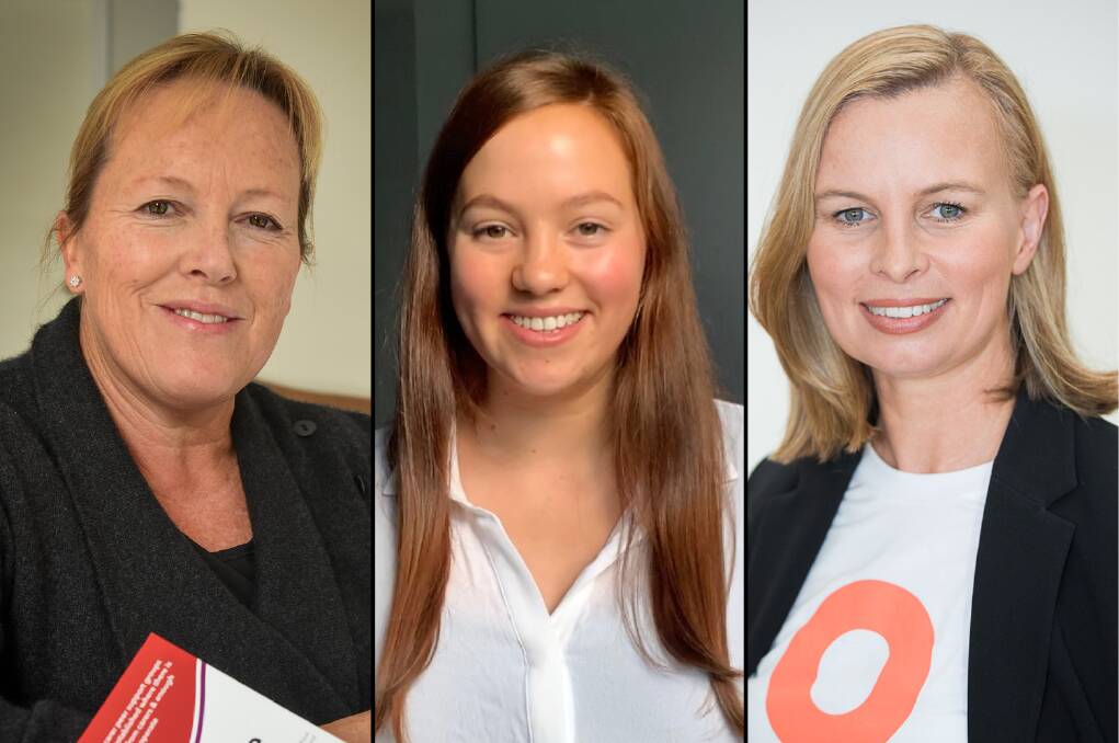 ADVOCATES: Tasmanian mother Tammy Rowlings, Butterfly Foundation eating disorders co-ordinator Georgina Taskunas and InsideOut Institute director Dr Sarah Maguire.