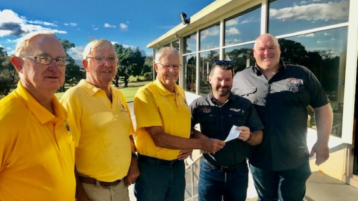 SUPPORT: Lions Club President Bob Harkness with members Len Healey and David Vautin, and Adams Distillery owners Adam Saunders, Adam Pinkhard. Picture: Supplied