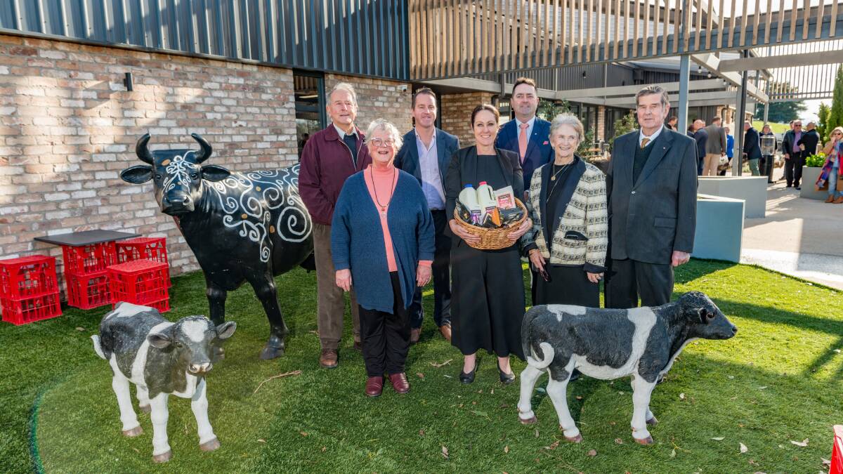 FAMILY AFFAIR: Michael, Maureen, Richard, Anne, John, Connie and Paul Bennett at the official opening of Ashgrove's new dairy door and visitor centre. Picture: Phillip Biggs 