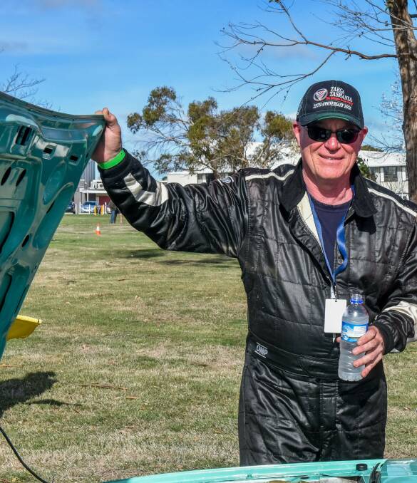 Shane Navin has died in a crash on the Lyle Highway during a Targa stage. Shane pictured at the Targa George Town stage in 2019. Picture: File 