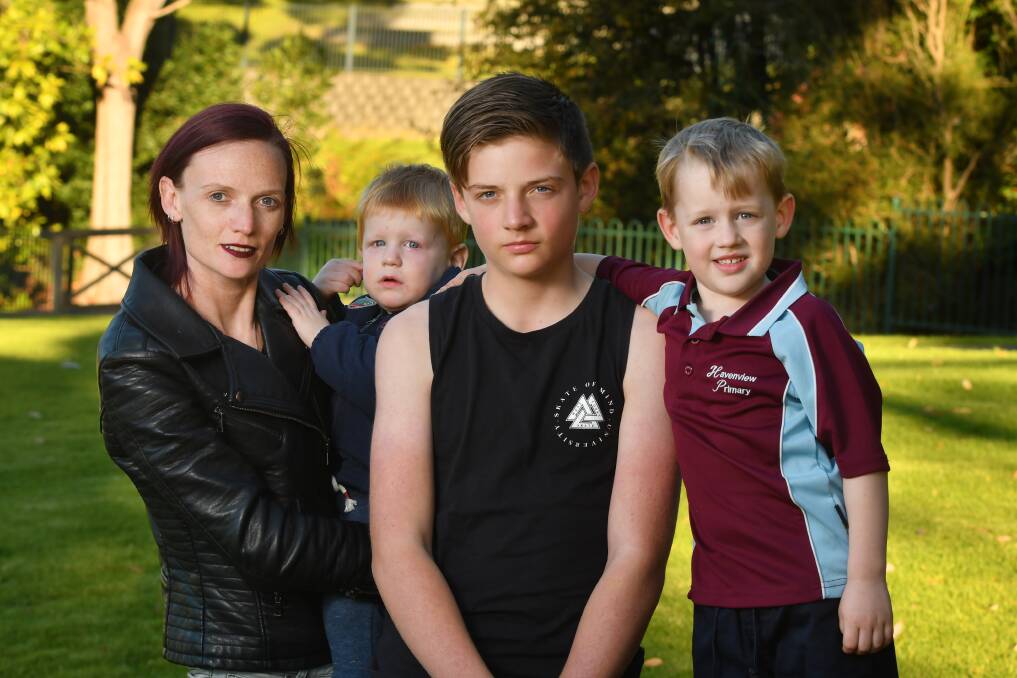 HOUSING STRESS: Burnie mother Amy Jones has struggled to find a new rental for her sons William, Lalli and Christopher. Picture: Brodie Weeding.