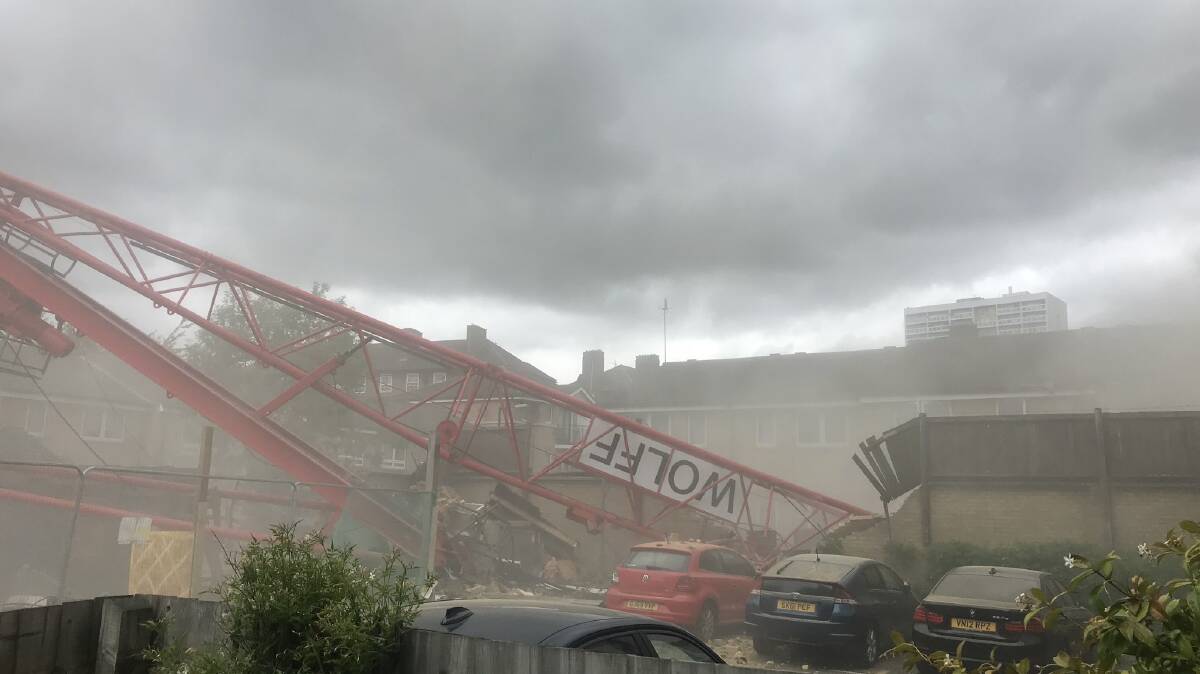 The view of the fatal crane collapse in London from Bridget Teirney's residence. Picture: Bridget Teirney