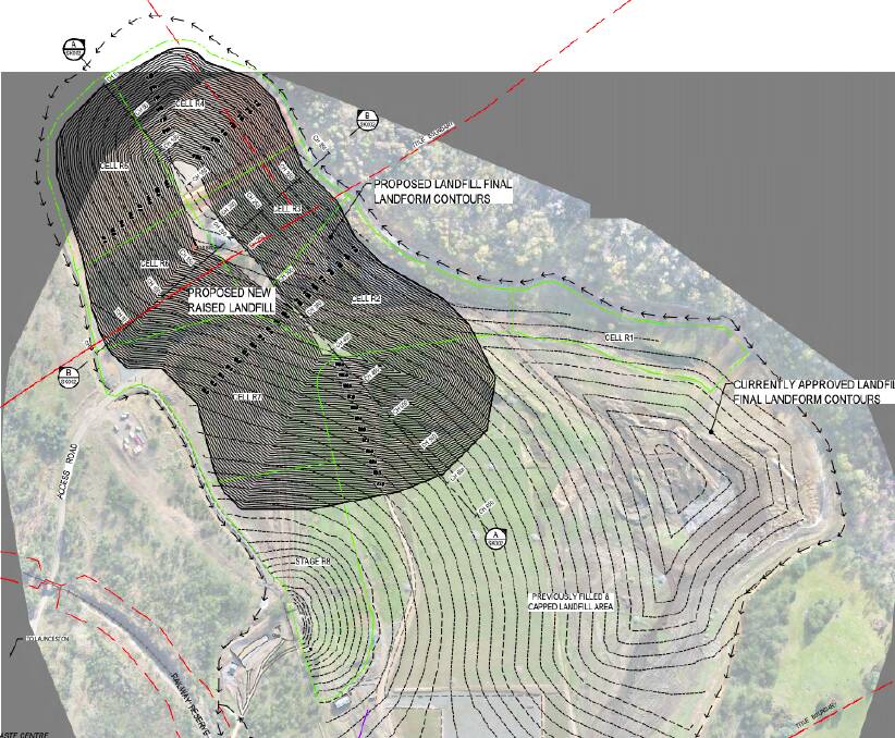 DA: The proposed final landform increase on the site's northern end from 90 metres to 107 metres. Picture: supplied.