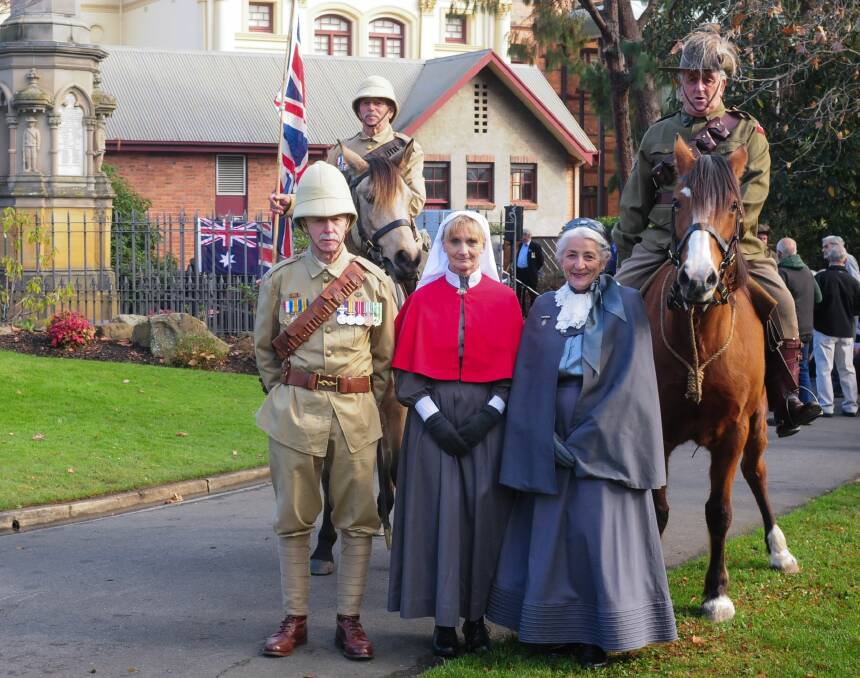 REMEMBERING: At last year's Boer War remembrance ceremony. On horse back John Fletcher and Donald Dummer, with Wayne Burns, Helan Green and Terese Binns. Picture: Neil Richardson.