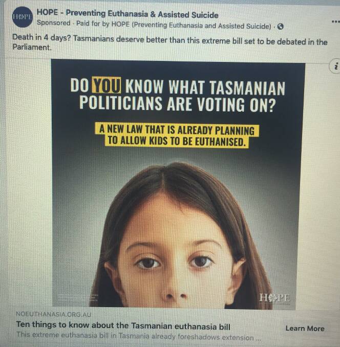Lobby group targets Tasmanians with anti-VAD agenda
