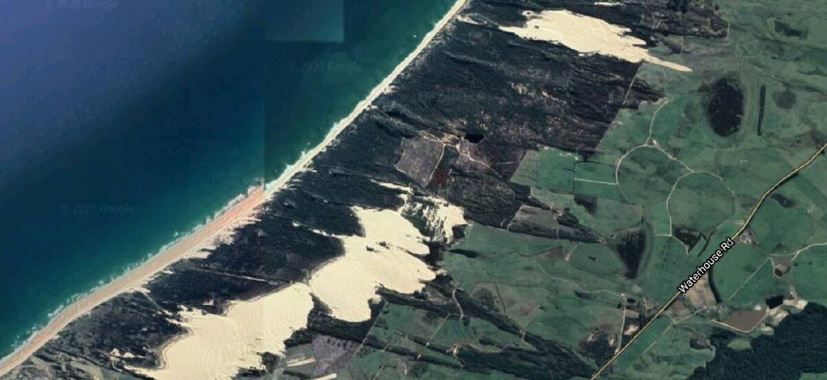 EPA: A satellite view of the proposed sand mine site at 963 Waterhouse Road, Waterhouse. Picture: Google Maps. 