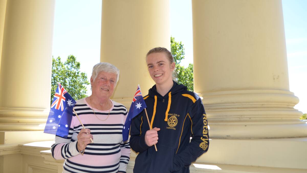 UP AND AWAY: Launceston Rotary Club's youth director Diane Fowler with William Charlton, who is off to Vise, Belgium in January to immerse in the culture and teach them about the Tasmanian city. Picture: Isobel Cootes.
