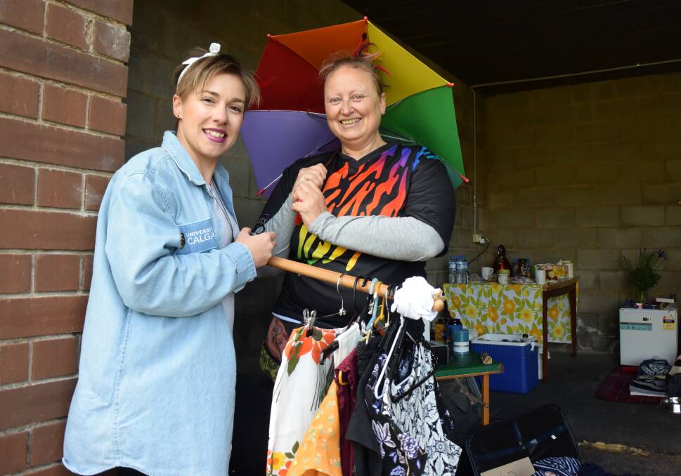 RECYCLE: Vannessa Finlay and Di Anderson at Diversity Launceston's stall for the Garage Sale Trail. Picture: Isobel Cootes.